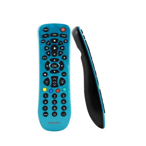 Philips Universal Remote Control Replacement for Samsung, Vizio, LG, Sony, Sharp, Roku, Apple TV, RCA, Panasonic, Smart TVs, Streaming Players, Blu-ray, DVD, Simple Setup, 3 Device, Blue, SRP3249B/27